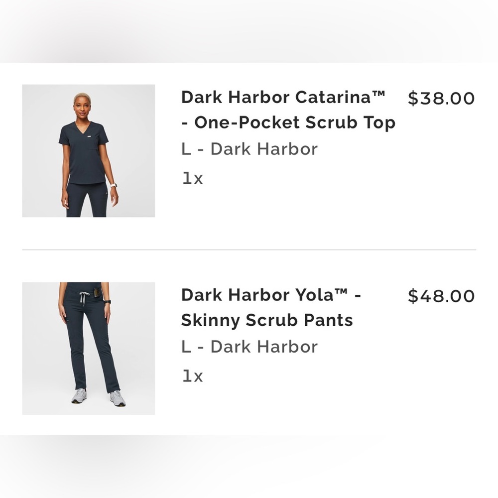 Large Dark Harbor FIGS scrubs. Deep blue not grey
